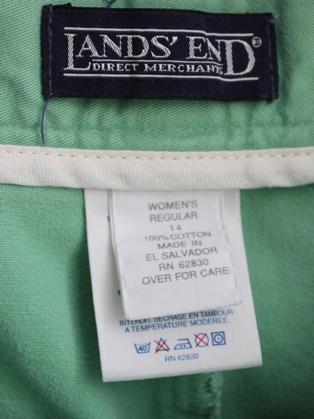 Lands End VTG Womens Green Cotton Twill Wrap Front Skort High Waist Shorts sz 14 - Picture 3 of 5